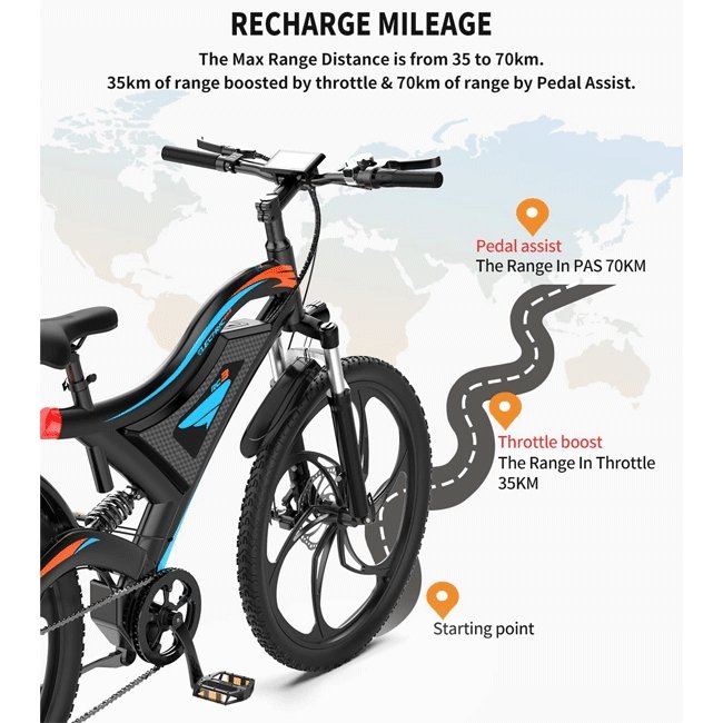 AOSTIRMOTOR S05-1 48V/11.6Ah 500W Electric Mountain Bike, 26'' - SAKSBY.com - Electric Bicycles - SAKSBY.com