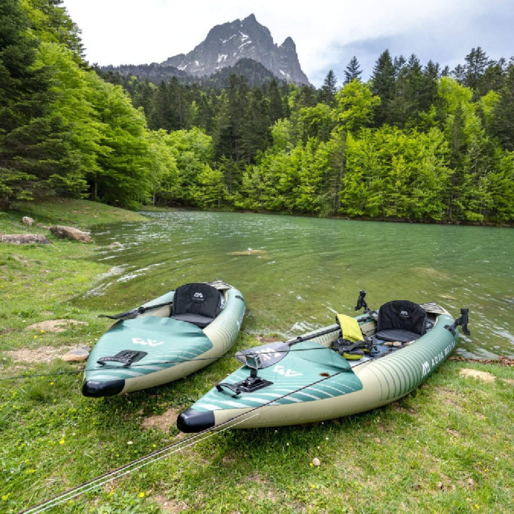 Aqua Marina Caliber 13FT Angling Kayak With Foldable Fishing Seat [Paddle Excluded] [CA-398] (SAK23467) - Saksby Wholesale - Lifestyle Image In The Lake Shore