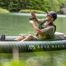 Aqua Marina Caliber 13FT Angling Kayak With Foldable Fishing Seat [Paddle Excluded] [CA-398] (SAK23467) - Saksby Wholesale - Man Sitting While Fishing