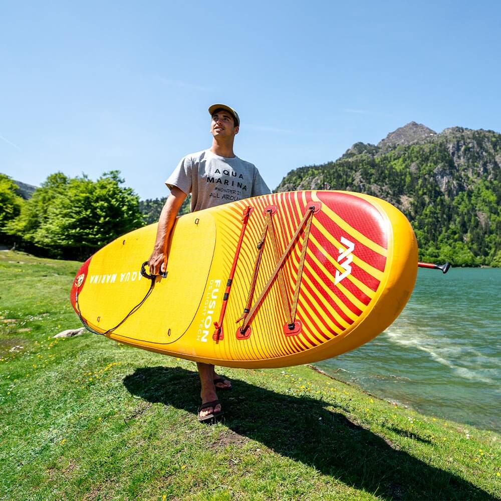 Aqua Marina Fusion BT-23FUP Premium All-Around SUP W/ Durable PVC Rail Layers & Grooved EVA Footpad,  10FT (SAK37195) - Saksby Wholesale - Carried Paddle Board