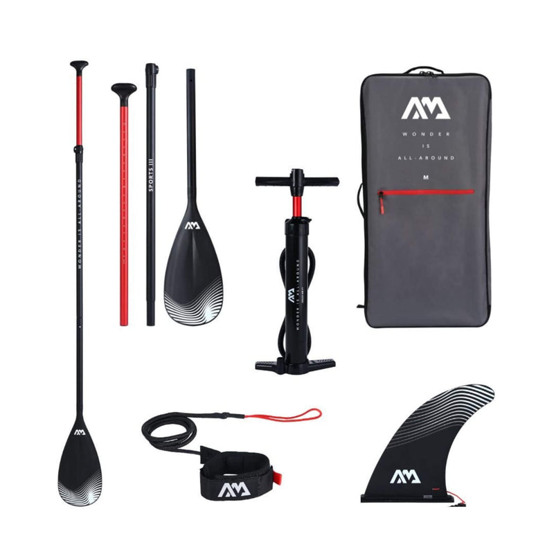 Aqua Marina Fusion BT-23FUP Premium All-Around SUP W/ Durable PVC Rail Layers & Grooved EVA Footpad,  10FT (SAK37195) - Saksby Wholesale - Package Inclusions