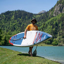 Aqua Marina Hyper 12FT Navy Touring SUP With Hydrodynamic Rail Edges & Adjustable Bungee [BT-23HY02] (SAK23285) - Saksby Wholesale - Lifestyle With Man Carrying