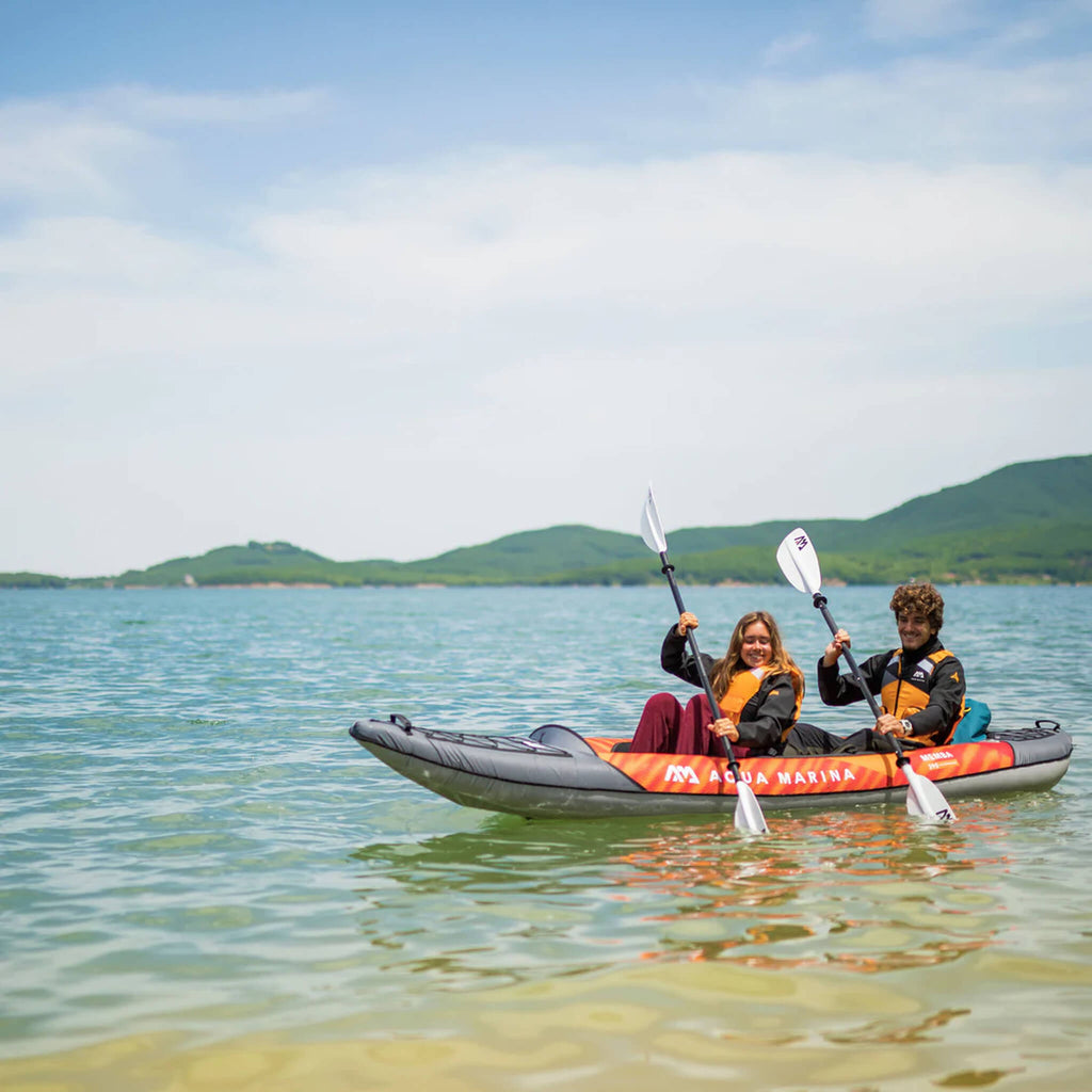 Aqua Marina Memba 390 Premium 12FT 2-Person Touring Kayak With DWF Deck And Paddles [ME-390] (SAK17282) - Saksby Wholesale - Lifestyle Image Of Kayaking