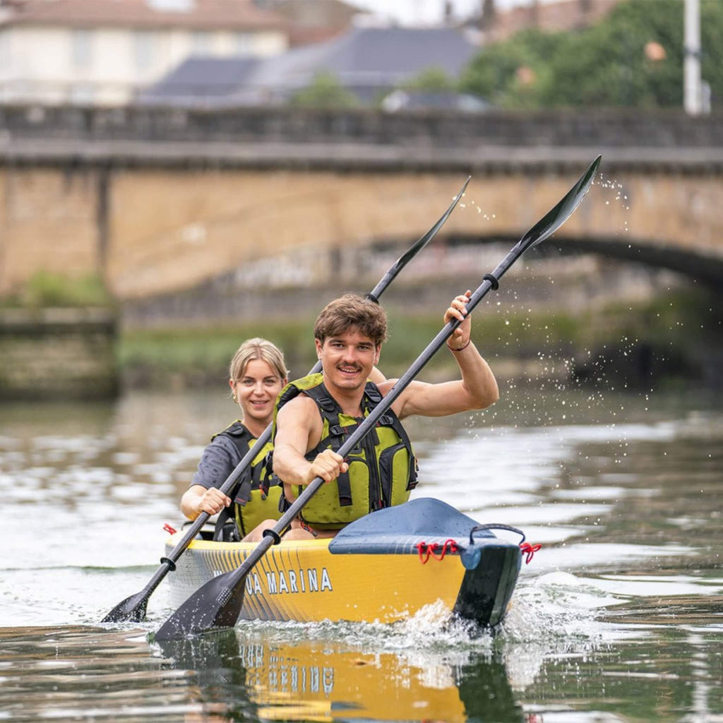 Aqua Marina Tomahawk AIR-K 440 14FT 2-Person High-Pressure Speed Inflatable Kayak [Paddle Excluded] [AIR-K440] (SAK31482) - Saksby Wholesale - Lifestyle Image In The River