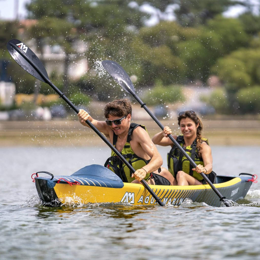 Aqua Marina Tomahawk AIR-K 440 14FT 2-Person High-Pressure Speed Inflatable Kayak [Paddle Excluded] [AIR-K440] (SAK31482) - Saksby Wholesale - Lifestyle Image of 2-Person Kayaking