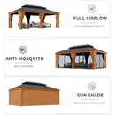 AXN Premium Large Aluminum Hardtop Gazebo W/ Netting, Privacy Curtains And Wood Grain Finish, 12x20FT (93158374) - SAKSBY.com - Canopies & Gazebos - SAKSBY.com