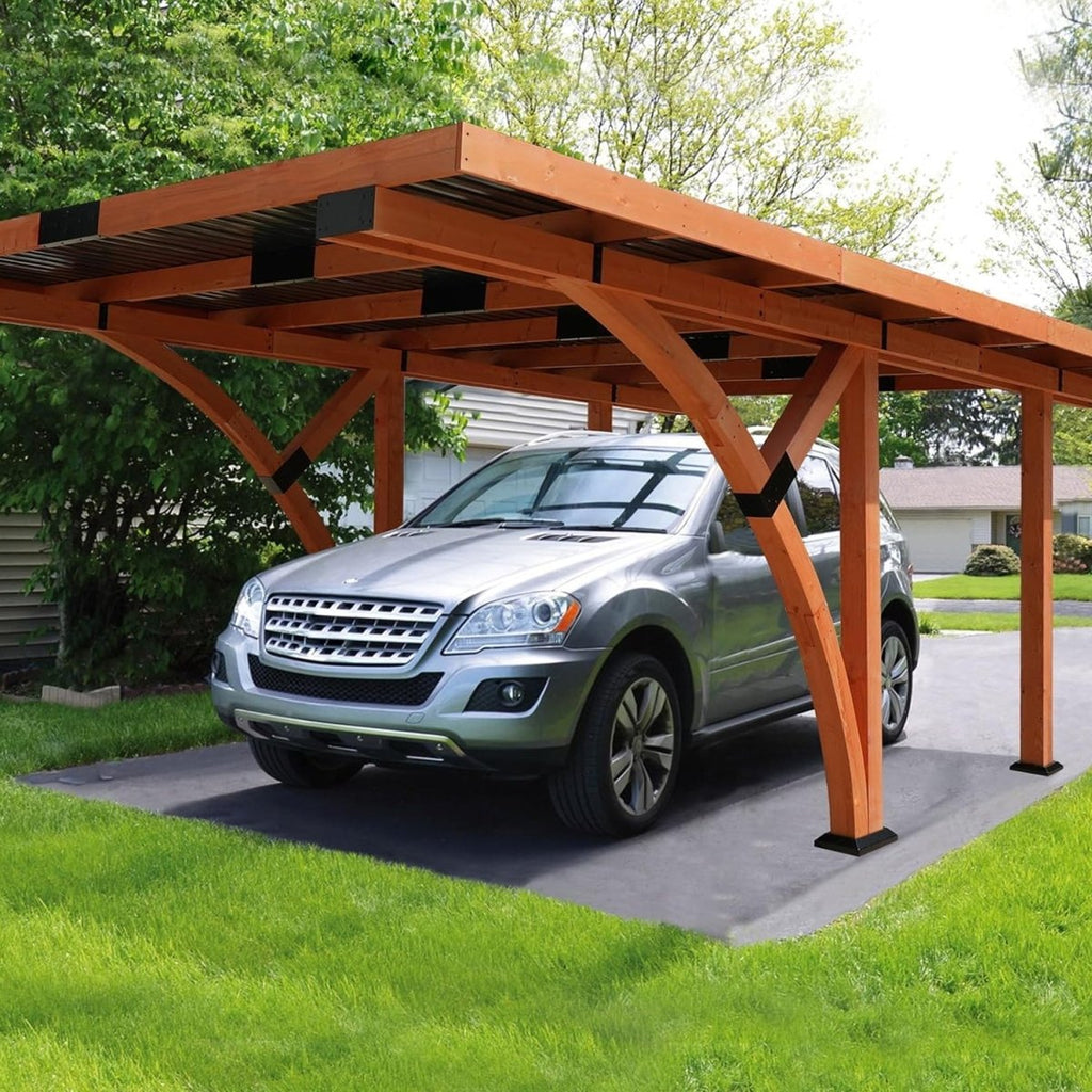 BNY Premium Heavy Duty Wooden Arc-Shaped Carport With Metal Roof, 12x18FT (94716283) - SAKSBY.com - Sheds, Garages & Carports - SAKSBY.com