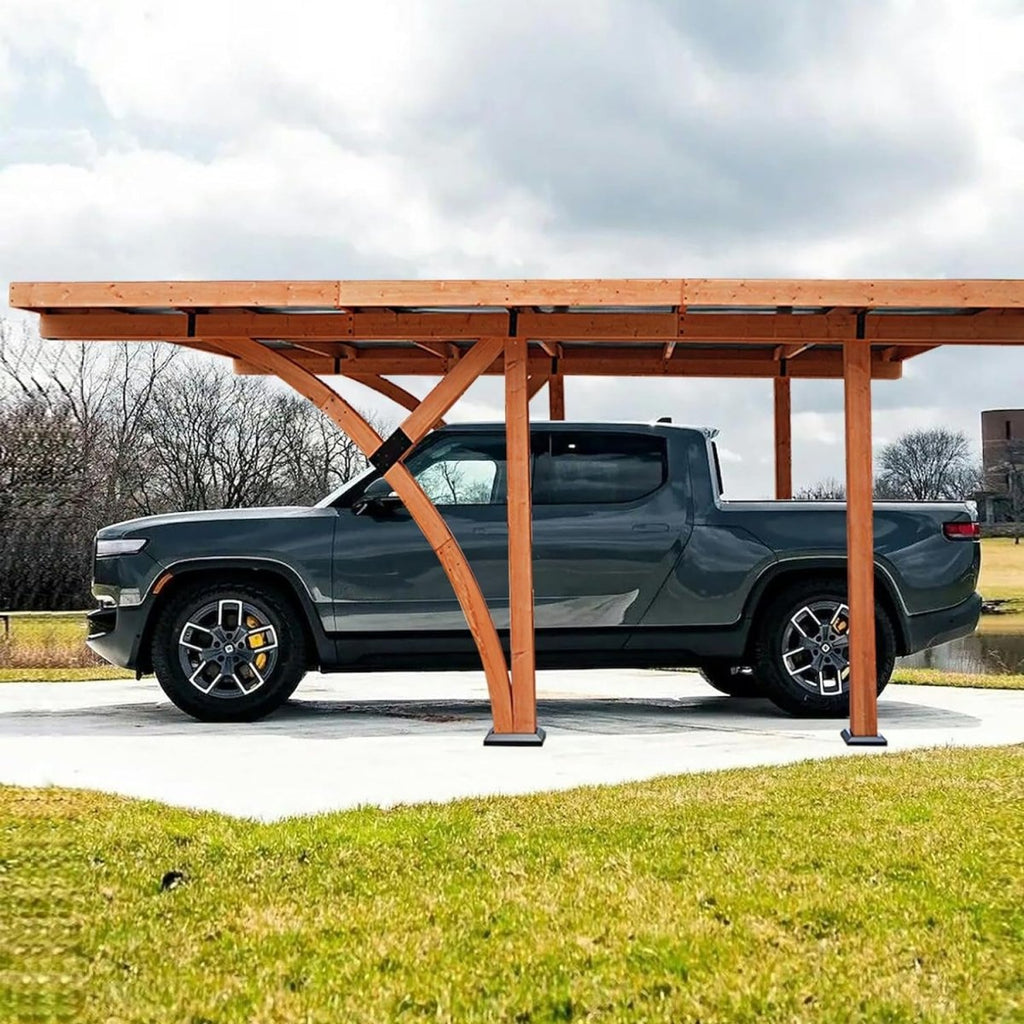BNY Premium Heavy Duty Wooden Arc-Shaped Carport With Metal Roof, 12x18FT (94716283) - SAKSBY.com - Sheds, Garages & Carports - SAKSBY.com