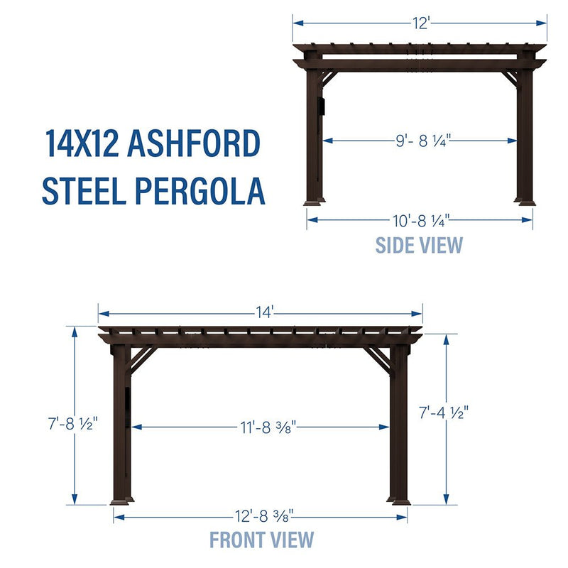 BYD Heavy Duty Backyard Galvanized Steel Powder Coated Pergola, 10x12FT (91358672) - SAKSBY.com - Canopies & Gazebos - SAKSBY.com