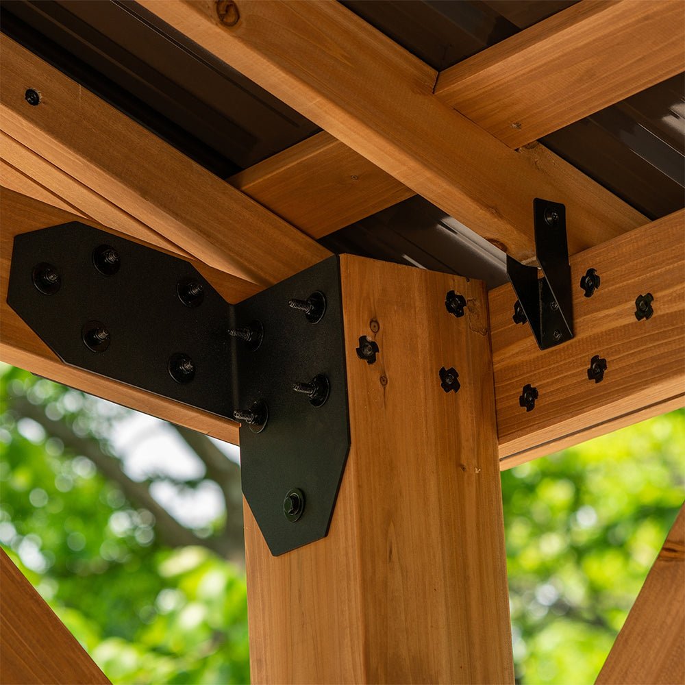 BYD Premium All Cedar Wooden Carport Pavilion Gazebo With Sloped Hardtop Steel Roof, 20x12FT (92758314) - SAKSBY.com - Sheds, Garages & Carports - SAKSBY.com