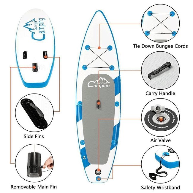 CAMPING SURVIVALS Blow Up SUP Surfboard W/ Complete Kit, 10/11FT - SAKSBY.com - Stand Up Paddle Boards - SAKSBY.com