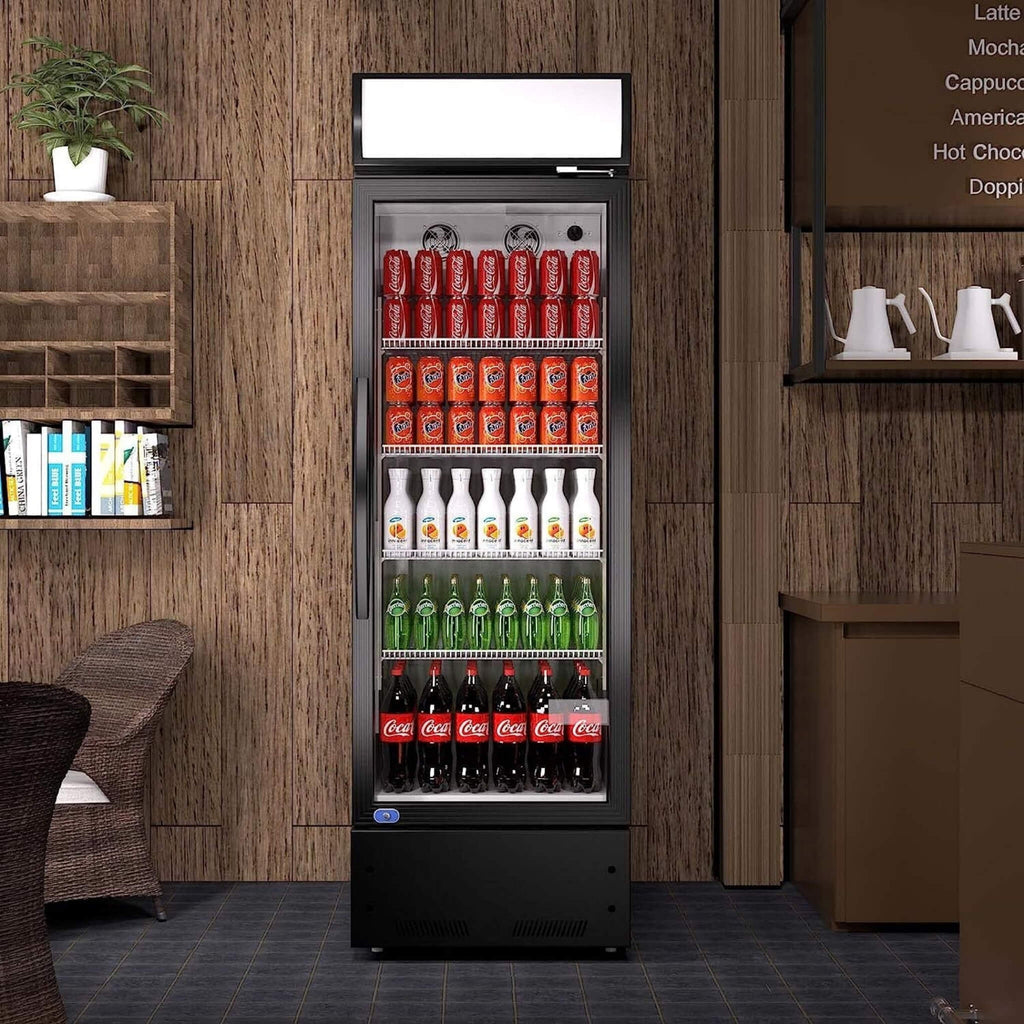 Heavy Duty Industrial Glass Door Beverage Merchandiser Refrigerator Cooler, 11 Cu.Ft (SAK04571) - Saksby Wholesale - Commercial View