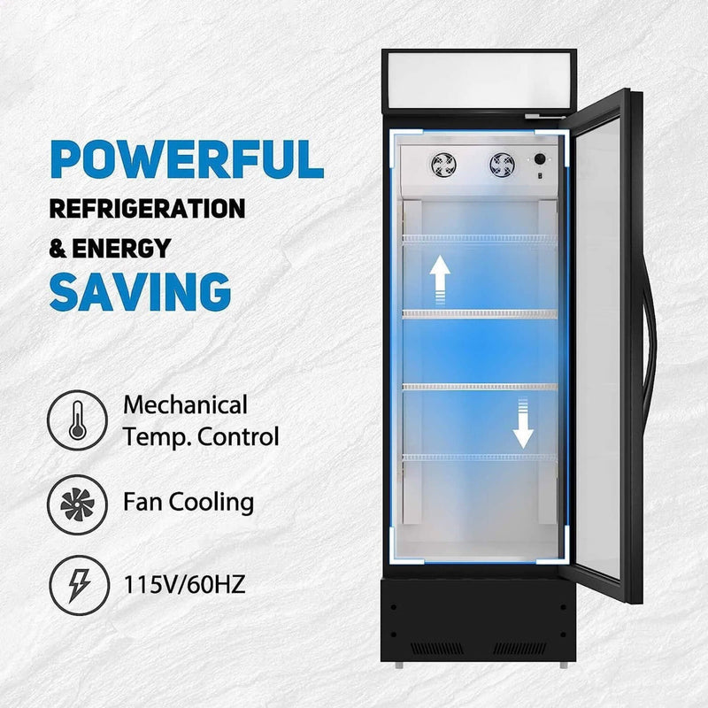 Heavy Duty Industrial Glass Door Beverage Merchandiser Refrigerator Cooler, 11 Cu.Ft (SAK04571) - Saksby Wholesale - Energy Saving View