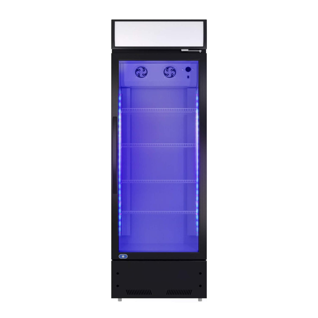 Heavy Duty Industrial Glass Door Beverage Merchandiser Refrigerator Cooler, 11 Cu.Ft (SAK04571) - Saksby Wholesale - Blue LED View