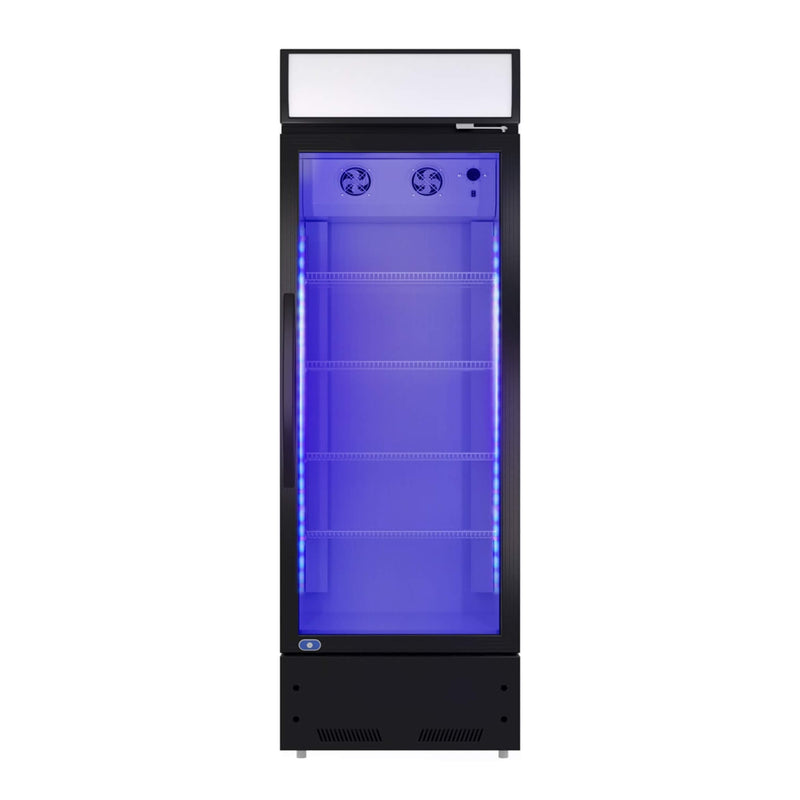 Heavy Duty Industrial Glass Door Beverage Merchandiser Refrigerator Cooler, 11 Cu.Ft (SAK04571) - Saksby Wholesale - Blue LED View