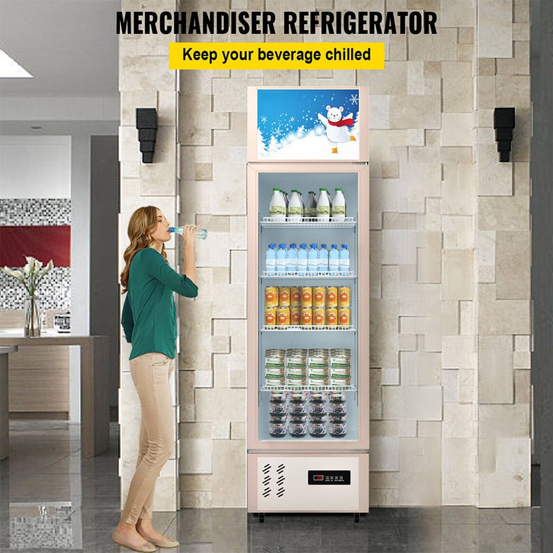 Commercial 11 Cu.Ft Merchandiser Refrigerator Beverage Cooler Fridge, 76.8'' (93625140) - SAKSBY.com -Demonstration View