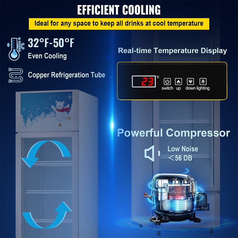 Commercial 11 Cu.Ft Merchandiser Refrigerator Beverage Cooler Fridge, 76.8'' (93625140) - SAKSBY.com -Zoom Parts View