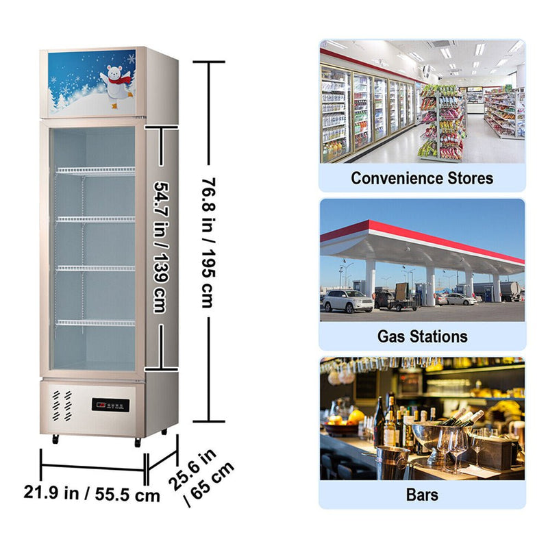 Commercial 11 Cu.Ft Merchandiser Refrigerator Beverage Cooler Fridge, 76.8'' (93625140) - Measurement View