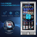 Costway 15'' Tall Built-In Freestanding Beverage Cooler Refrigerator, 100 Cans (SAK77654) - Saksby Wholesale - Fan Cooling Features