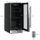 Costway 15'' Tall Built-In Freestanding Beverage Cooler Refrigerator, 100 Cans (SAK77654) - Saksby Wholesale - Product Dimensions