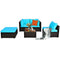 COSTWAY Outdoor Patio Rattan Turquoise Furniture Sectional Conversation Sofa Set, 5PCS - SAKSBY.com - Front View