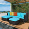 Costway Outdoor Patio Rattan Turquoise Furniture Sectional Conversation Sofa Set, 5PCS (SAK56878) - Saksby Wholesale - Lifestyle View