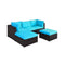 Costway Outdoor Patio Rattan Turquoise Furniture Sectional Conversation Sofa Set, 5PCS (SAK56878) - Saksby Wholesale - Side View