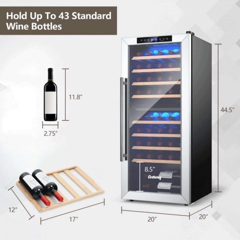 Costway Premium Freestanding Dual Zone Wine Cooler Fridge Cabinet, 43 BTLS (SAK88652) - Saksby Wholesale - Dimensions