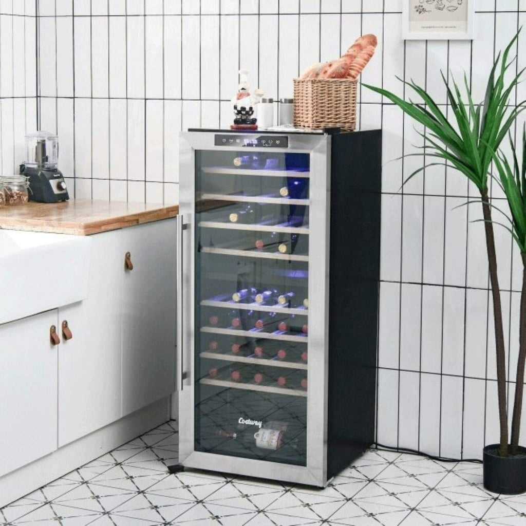 Costway Premium Freestanding Dual Zone Wine Cooler Fridge Cabinet, 43 BTLS (SAK88652) - Saksby Wholesale - Kitchen Lifestyle