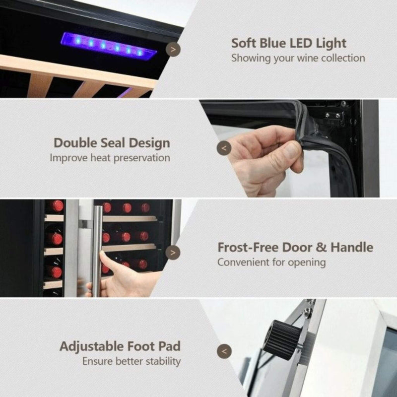 Costway Premium Freestanding Dual Zone Wine Cooler Fridge Cabinet, 43 BTLS (SAK88652) - Saksby Wholesale - Material Features