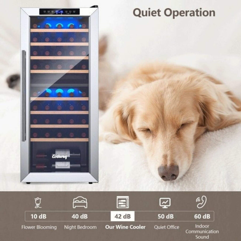 Costway Premium Freestanding Dual Zone Wine Cooler Fridge Cabinet, 43 BTLS (SAK88652) - Saksby Wholesale - Quite Operation
