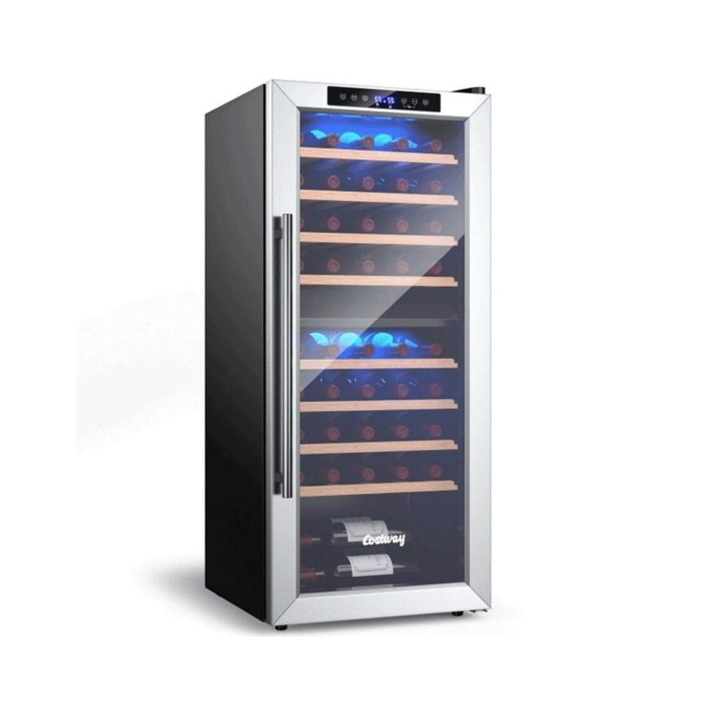 Costway Premium Freestanding Dual Zone Wine Cooler Fridge Cabinet, 43 BTLS (SAK88652) - Saksby Wholesale - Side View