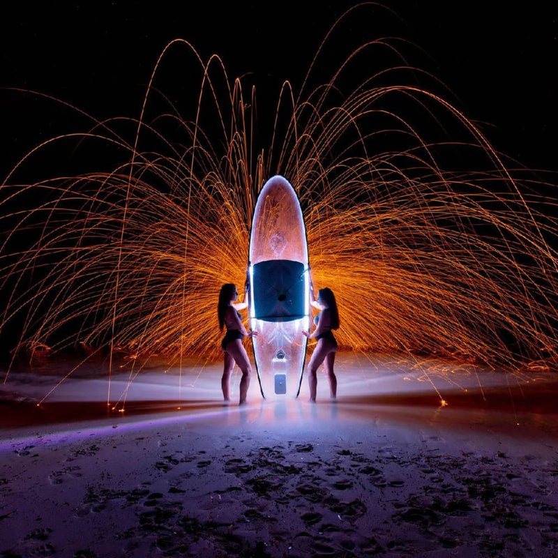 Crystal Kayak Premium 1-Person Outdoor Clear Transparent SUP With Paddle, 11FT (SAK37248) - Saksby Wholesale - Night Light Details