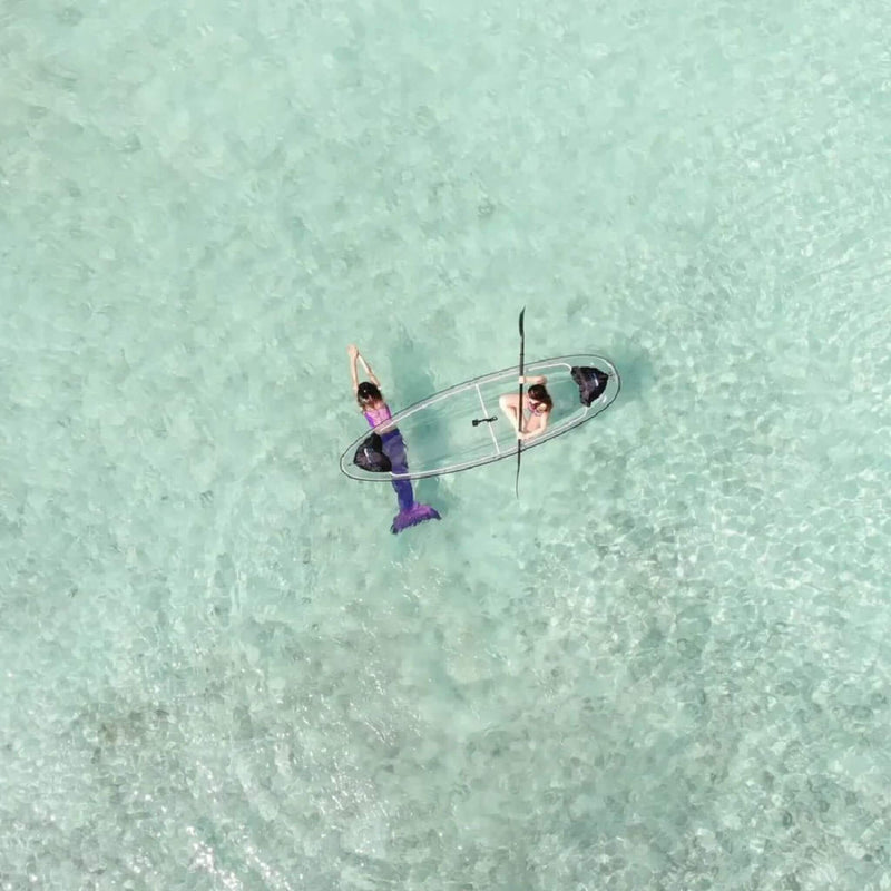 Crystal Kayak Premium 2-Person Outdoor Clear Bottom Explorer Kayak With Paddles, 11FT (SAK59460) - Saksby Wholesale - Top View Water Adventure