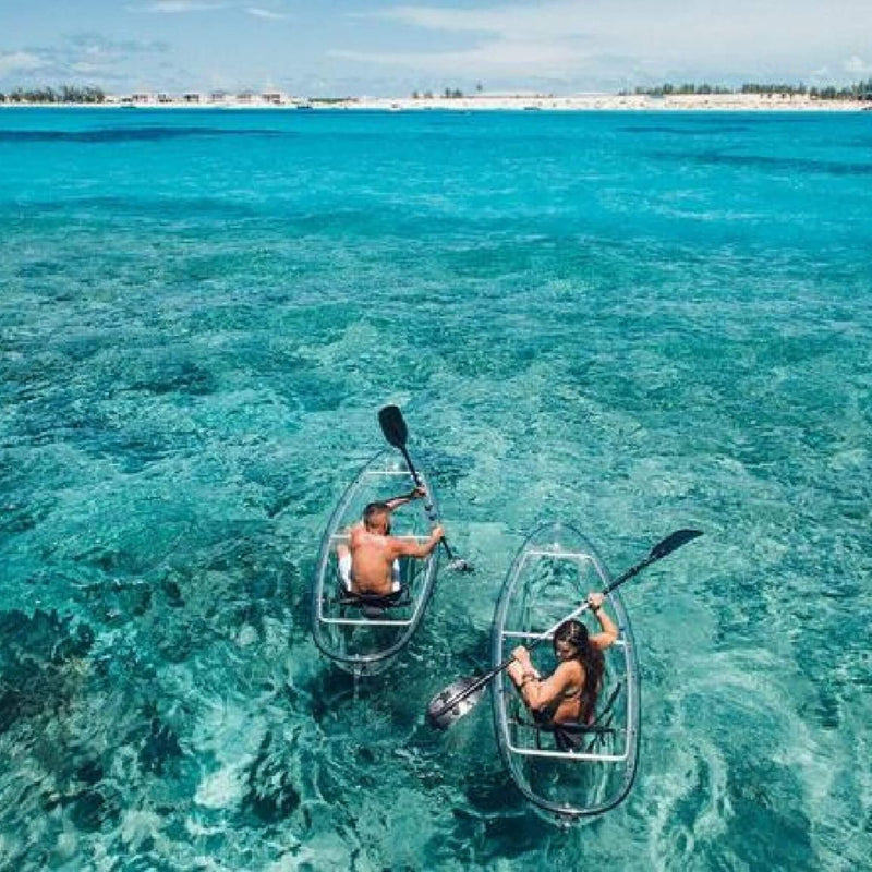 Crystal Kayak Premium 2-Person Outdoor Clear Bottom Explorer Kayak With Paddles, 11FT (SAK59460) - Saksby Wholesale - Water Adventure  Lifestyle