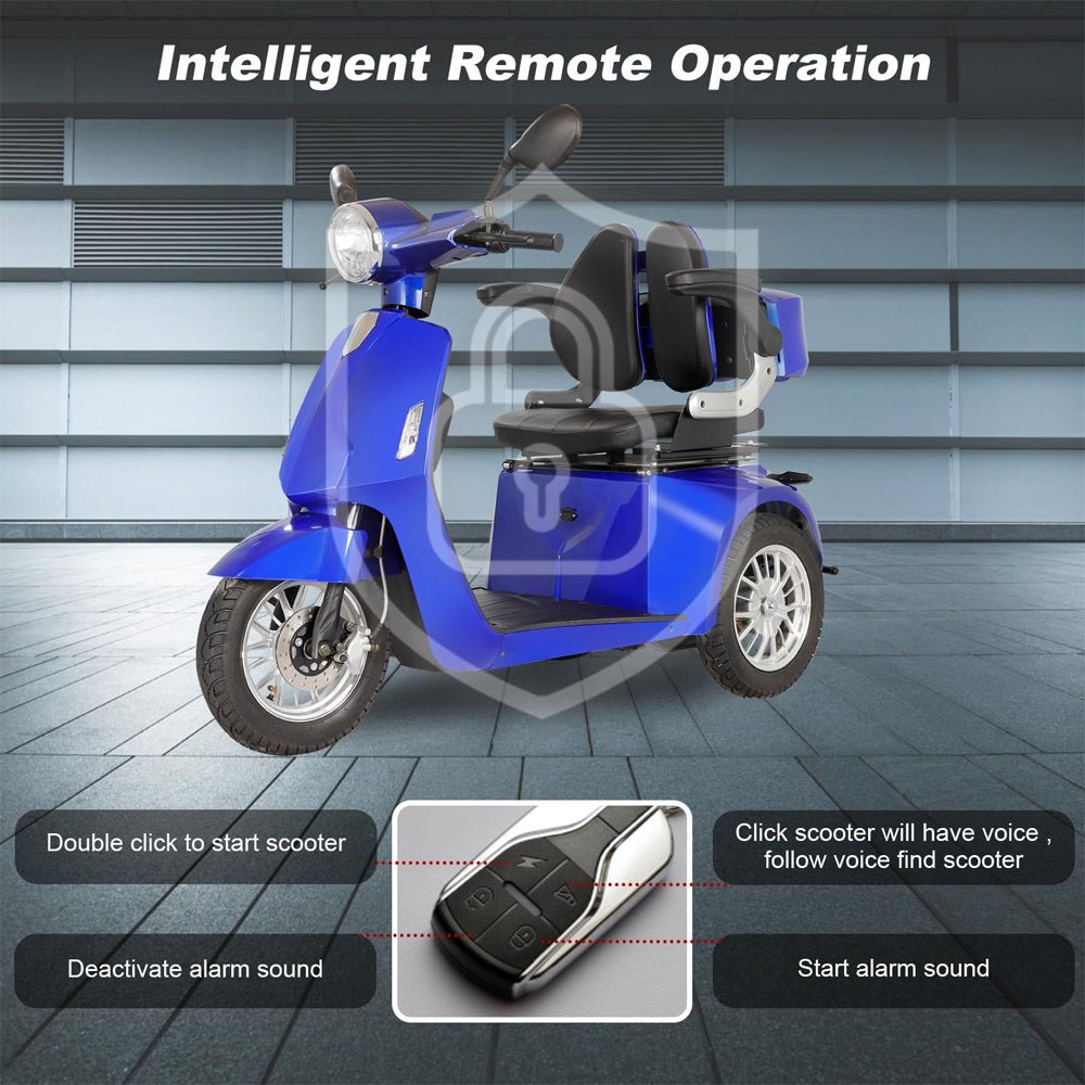 Deluxe 800W 60V/20AH 3-Wheel Electric Medical Handicap Motorized Mobility Power Scooter, 350LBS Zoom Parts View
