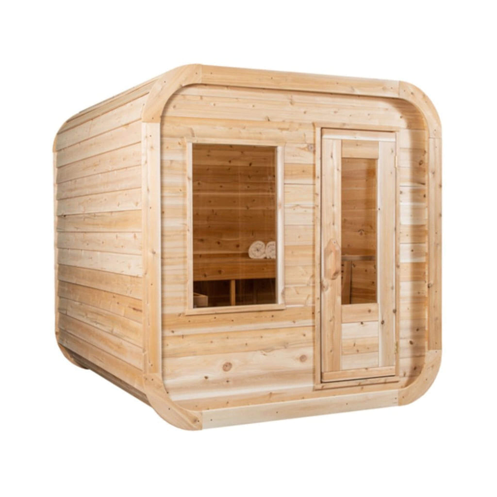 Dundalk Leisurecraft 4-Person Canadian Timber Luna Cube Sauna With Sloped Roof And Front Window [CTC22LU] (SAK96475) - Saksby Wholesale - Side View