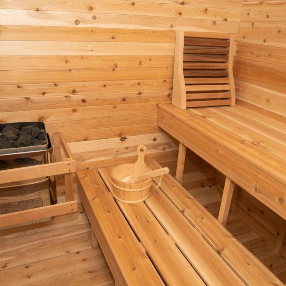 DUNDALK LEISURECRAFT 4-Person Canadian Timber Luna With Sloped Roof And Front Window, CTC22LU (96483152) - SAKSBY.com - Barrel Saunas - SAKSBY.com