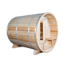 Dundalk Leisurecraft 4-Person Canadian Timber Serenity Barrel Sauna With Solid Wood Benches [CTC2245W] (SAK94862) - Saksby Wholesale - Left Side View