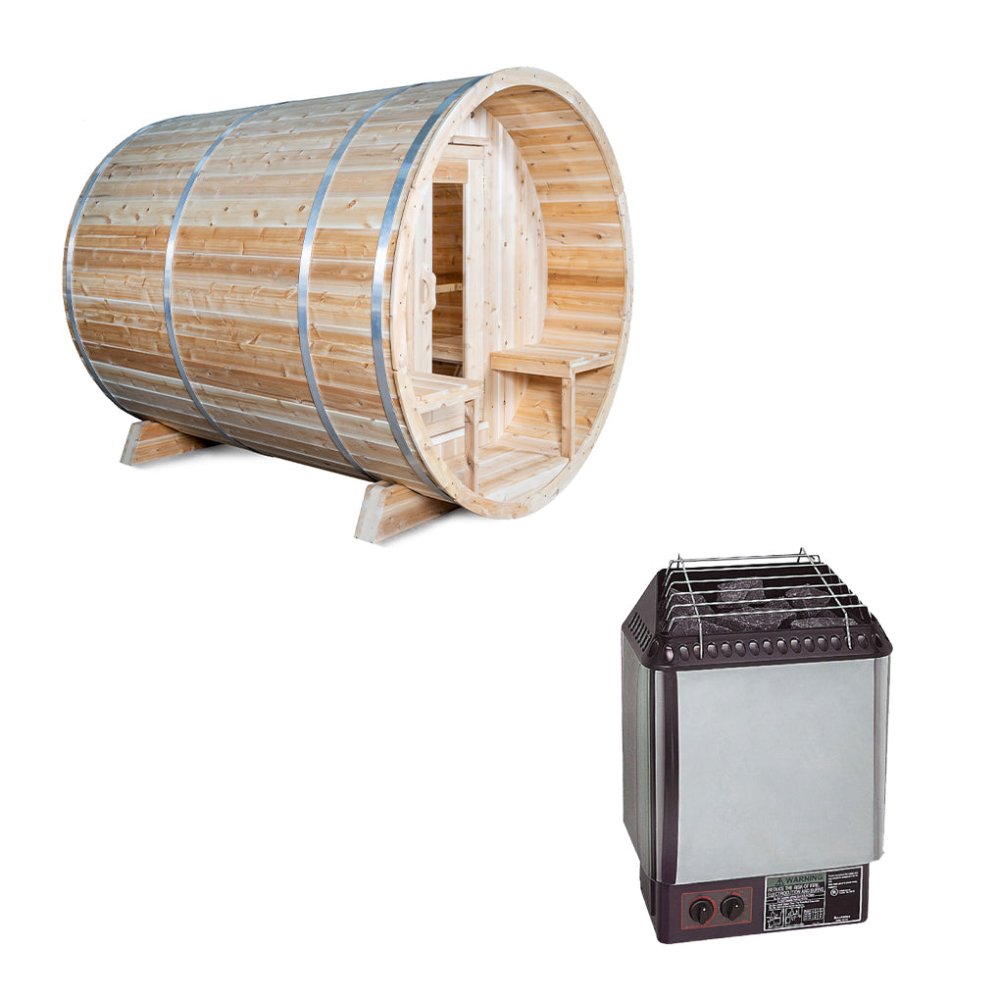DUNDALK LEISURECRAFT 4-Person Canadian Timber Serenity With Solid Wood Benches, CTC2245W (94862513) - SAKSBY.com - Barrel Saunas - SAKSBY.com