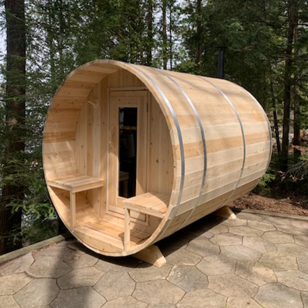 DUNDALK LEISURECRAFT 4-Person Canadian Timber Serenity With Solid Wood Benches, CTC2245W (94862513) - SAKSBY.com - Barrel Saunas - SAKSBY.com
