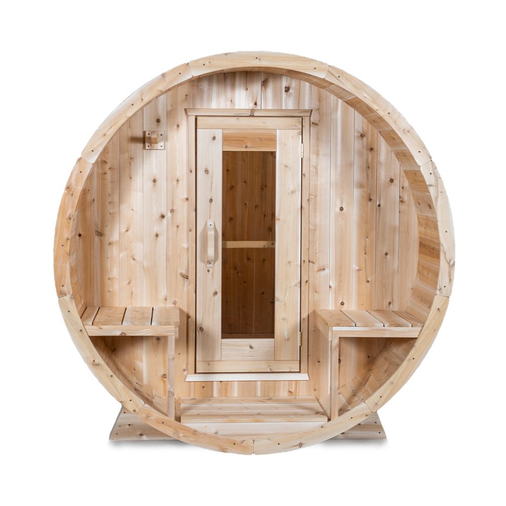 DUNDALK LEISURECRAFT 4-Person Canadian Timber Serenity With Solid Wood Benches, CTC2245W (94862513) - SAKSBY.com - Barrel Saunas - SAKSBY.com