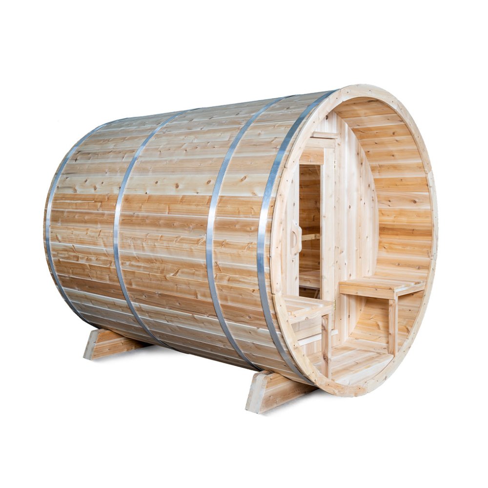 DUNDALK LEISURECRAFT 4-Person Canadian Timber Serenity With Solid Wood Benches, CTC2245W (94862513) - SAKSBY.com - Barrel Saunas - SAKSBY.com