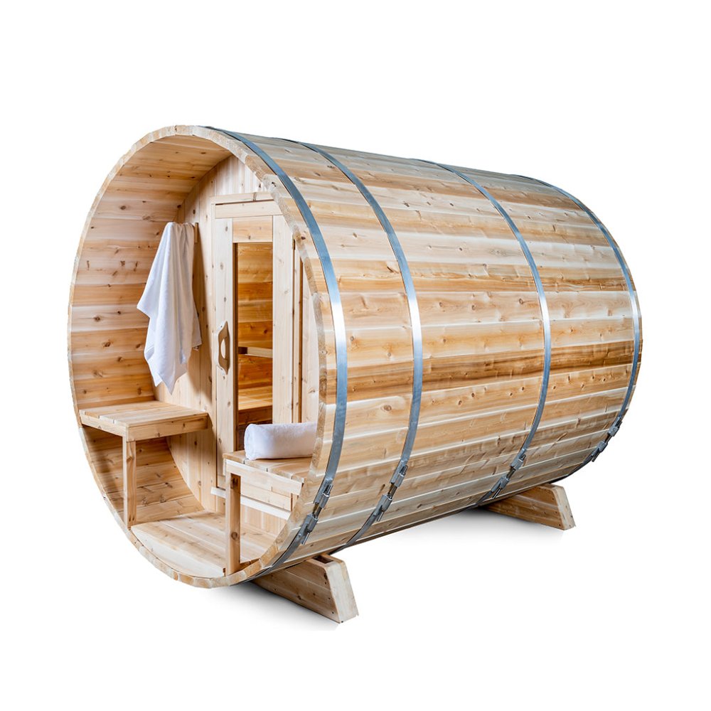 DUNDALK LEISURECRAFT 4-Person Canadian Timber Serenity With Solid Wood Benches, CTC2245W (94862513) - SAKSBY.com - Barrel Saunas - SAKSBY.com
