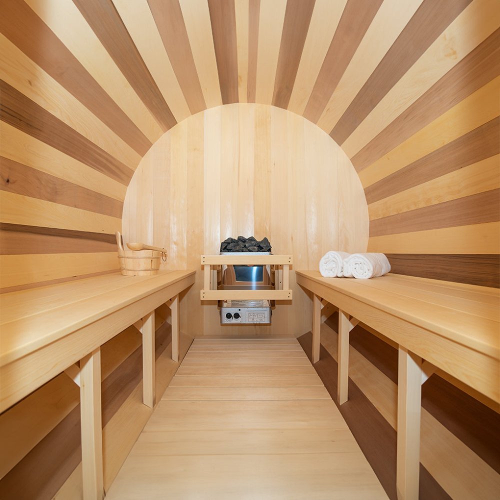 DUNDALK LEISURECRAFT 6-Person Canadian Timber Tranquility With Front Porch, CTC2345 (96814253) - SAKSBY.com - Barrel Saunas - SAKSBY.com