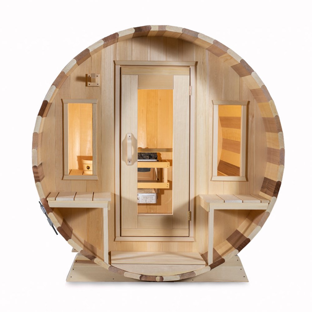 DUNDALK LEISURECRAFT 6-Person Canadian Timber Tranquility With Front Porch, CTC2345 (96814253) - SAKSBY.com - Barrel Saunas - SAKSBY.com