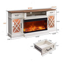 Electric 70-Inch Fireplace TV Stand With Glass Door Storage Cabinet (SAK58627) - Saksby Wholesale - Dimensions View