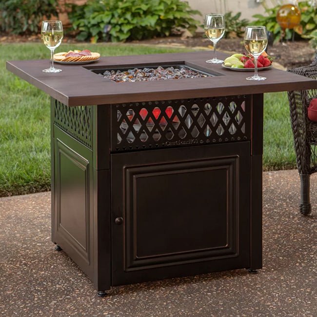 ENDLESS SUMMER Donovan Steel Propane Outdoor Fire Pit Table W/ Lid - SAKSBY.com - Propane Firepits - SAKSBY.com
