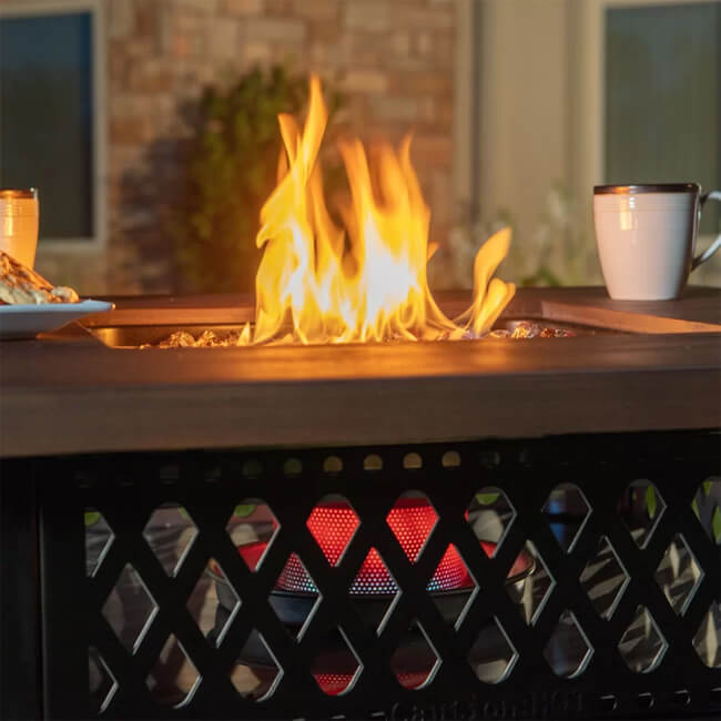 ENDLESS SUMMER Donovan Steel Propane Outdoor Fire Pit Table W/ Lid - SAKSBY.com - Propane Firepits - SAKSBY.com