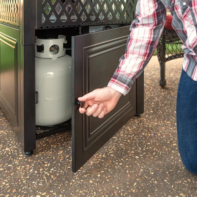 ENDLESS SUMMER Donovan Steel Propane Outdoor Fire Pit Table W/ Lid - SAKSBY.com - Propane Firepits - SAKSBY.com